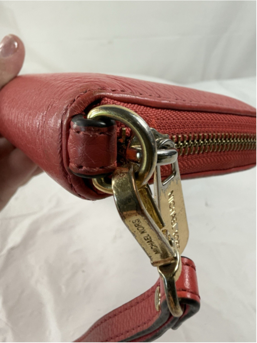 Michael Kors Logo Zip Continental Travel Saffiano Leather Wallet Watermelon - Picture 11 of 16